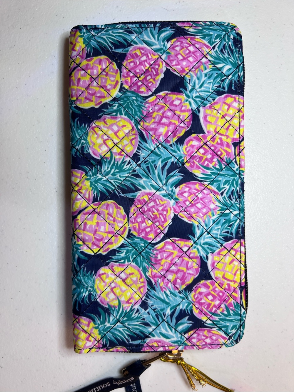 Simply Southern Navy Wristlet Pink & Teal Pineapple Envy - Picture 4 of 6